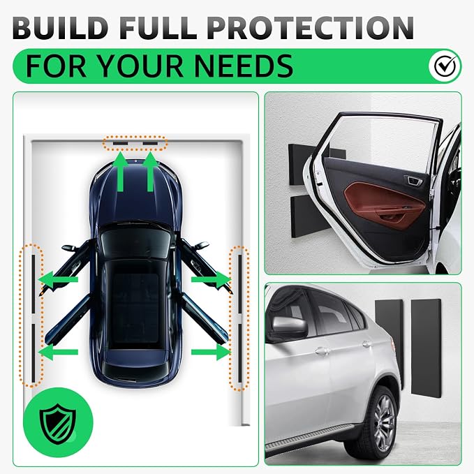 Garage Wall Protector, 4 Pack Garage Car Door Protector Bumper Guard for Car Doors Anti-Collision Waterproof Inflaming Ultra Self Adhesive EVA Foam for Warehouse (4 Pack: 16-17/32" x 5-29/32" x.79)