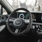 Auto Car Steering Wheel Cover for Hyundai,Tucson,Sonata,Elantra,Santa Fe,Genesis,Sonata Hybrid,Azera,Venue,Kona, 14.5-15 inches(Black-Standard Size)