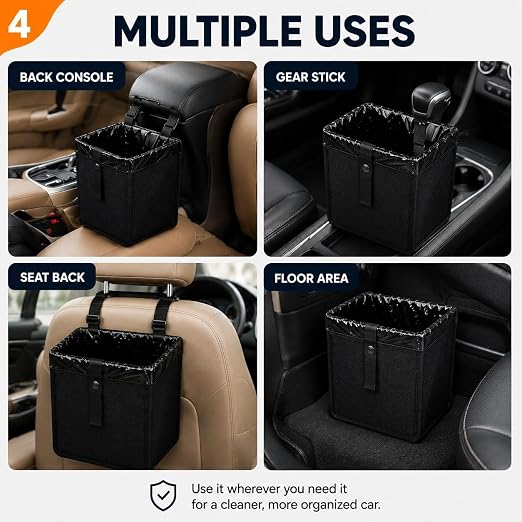 Car Trash Can for Car – Waterproof Hanging Car Garbage Bin – Bonus 20 Trash Bags Included