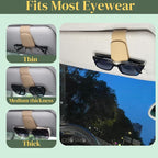 CHOSMOYI Magnetic Leather Sunglass Holder for Car, Sunglasses Clip for Car Visor, Auto Interior Accessories Universal for Different Size Eyeglasses (Beige)