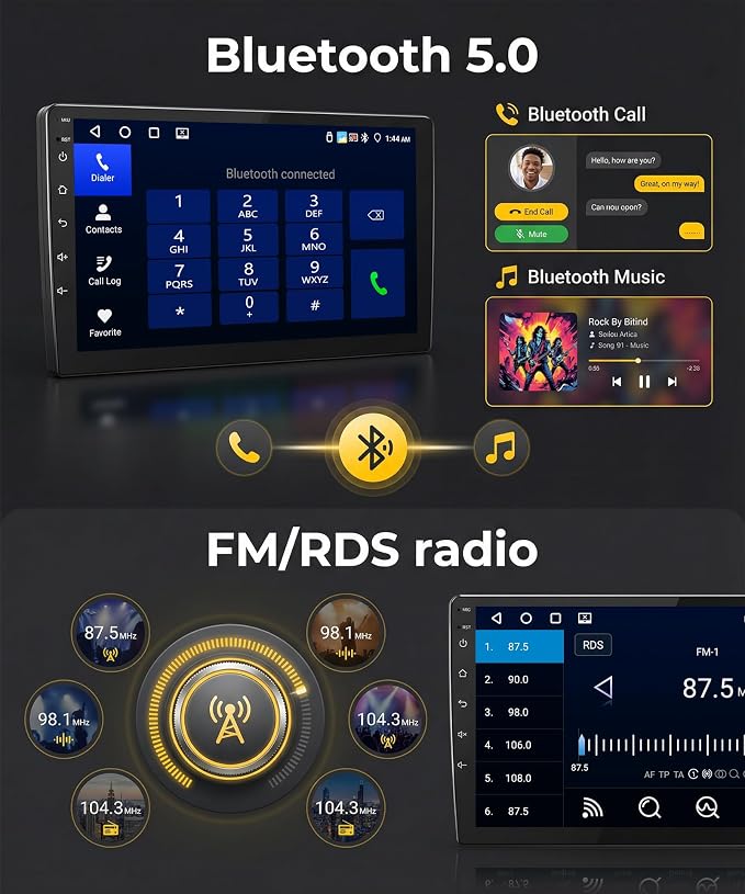 8 Core 6G+128G Car Stereo Radio for Honda Civic 2006-2011 with Wireless CarPlay/Android Auto/9 Inch 1280 * 720P IPS Touchscreen/Bluetooth 5.0/GPS/WiFi/DSP/36 EQ/AHD Backup Camera