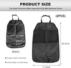 2PCS Back Seat Protector for Car, Extra Large Kick Mat Seat Back Cover with 2 Storage Pockets, Automotive Backseat Organizer Waterproof Protective Cover for Kids Pets