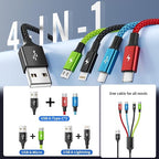 4 in 1 Multi Charging Cable, 2 Pack 5FT Charging Cords for Multiple Devices | USB Cable Phone Charger with USB C, IP and Micro, Nylon Braided, Cruise Essentials 2026, Travel Car Accessories