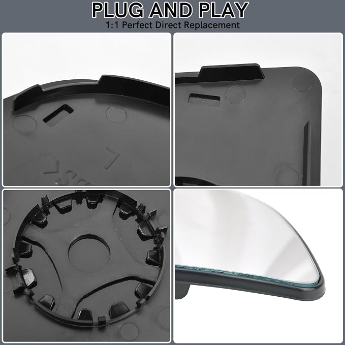 Driver Left Side Lower Mirror Glass fit Ford Transit T150 250 350 2015 2016 2017 2018 2019 2020 2021 2022 2023 MK8, Left Side View Convex Mirror Glass with Backing Plate