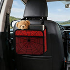 Car Backseat Organizer - Cute Aesthetic Car Storage Bin with Mesh Pocket & Reinforced Base - Universal Fit Hanging Seat Back Accessories for Women (Red)