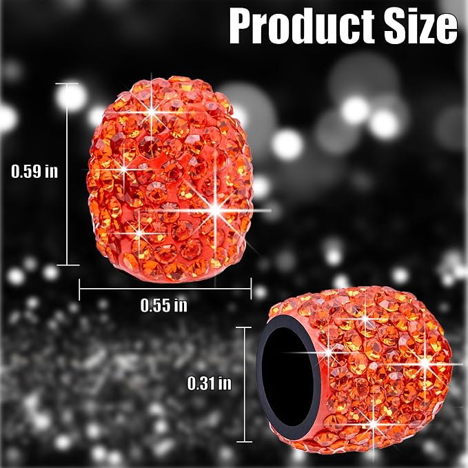 4PCS Bling Crystal Diamond Tire Stem Valve Caps, Dustproof Car Wheel Tire Valve Caps Universal Tire Valve Stem Covers for Cars, SUV, Trucks, Bikes, Motorcycles, Bicycles (Orange)