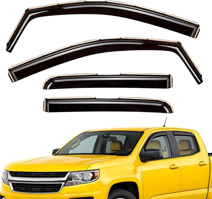 Extra Durable Window Deflectors in-Channel Window Visors Rain Guards Fit for Chevrolet (Chevy) Colorado 2015-2022 Crew Cab, Sun Visors, Wind Vent for Shades, Exterior Car Accessories - 4pcs. AG0275