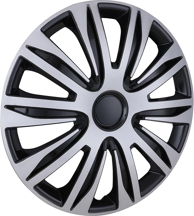 4-Pack 16 Inches Wheel Rim Cover Hubcaps,Redesign Fashion Style Replacement Hubcaps,Car Truck SUV Hub Accessories, Silver&Black