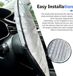 Car Steering Wheel Cover Sun Shade, 16.93" Thickened Aluminum Film Steering Wheel Protector, Slip-on Installation, Universal for Car SUV Truck Van (Silver)