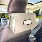 Upgraded Large Car Tissue Holder Premium PU Leather Tissues Box Cover Backseat Rectangular Napkin Holder for Car Fits for 120 Standard Kleenex Tissues Box for Car Organization Accessories Beige