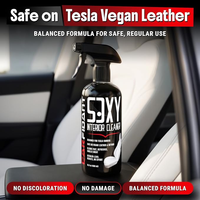 Tesla Interior Cleaner - White Seat & Stain Remover for Model 3, Y, X, S - Safe on Vegan Leather - Removes Dirt, Oils & Light Stains - No Residue - Light Citrus Scent - 16oz Kit
