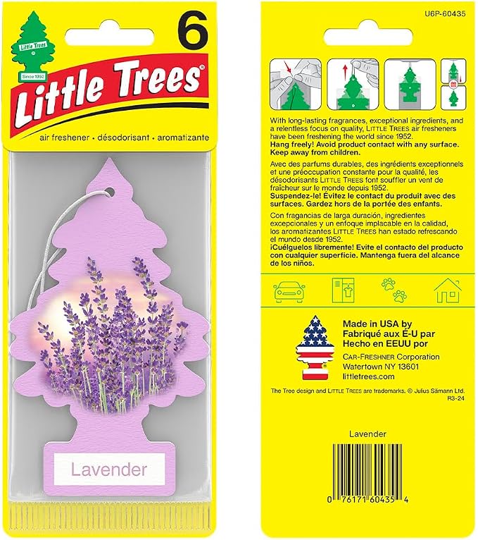 Air Fresheners Car Air Freshener. Hanging Tree Provides Long Lasting Scent for Auto or Home. Lavender, 24 Airs Fresheners (Pack of 6)