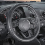 Car Steering Wheel Cover Large Size for F150 F250 F350 Ram 4Runner Tacoma Tundra Range Rover with 15 1/2 inches-16 inches Outer Diameter, Black Microfiber Leather