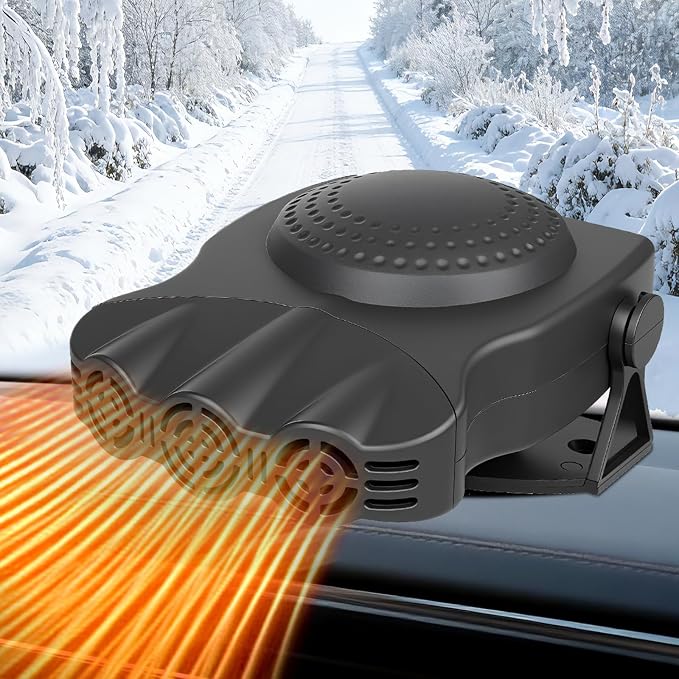 12V 200W Portable Car Heater & Defroster, Fast Heating Car Heaters for Vehicle, 12V Car Heater that Plugs with 360° Rotatable Base Cigarette Lighter Heater