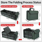 Car Trunk Organizer with Removable Cooler Bag - Collapsible Multi-Compartment Storage for SUV Truck Groceries Camping, Durable Nylon Auto Cargo Organizer (Green)
