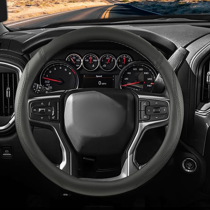 Car Steering Wheel Cover for Chevy Silverado 1500 2500 3500, Chevrolet Steering Wheel Cover for Tahoe, Equinox,Traverse,Colorado,Black