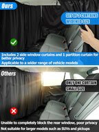 Set of 3 Car Window Shades - 95% Light Blocking Sunshades, 1 Privacy Divider Curtains & 2 Side Window Covers, Wide Sedan SUV Accessories for Kids Baby Travel Camping Nap Sleeping