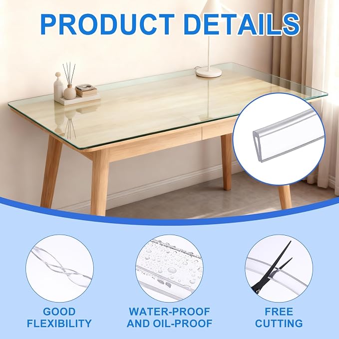Clear Edge Trim, 9.8Ft Silicone U Channel Edge Protector, Edges Guards Fits 1/32"-3/32" for Car Doors Sheet Metal Parts (3/16" W x 3/8" H)