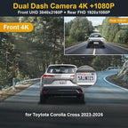 Front 4K+Rear 1080P Dash Cam Adapts for Toyota Corolla Cross 2023-2026 (NOT Corolla), OEM Style, Built-in WiFi & APP, Dual HD Video, Loop Recording, G-Sensor, Easy to Set, 128GB Card