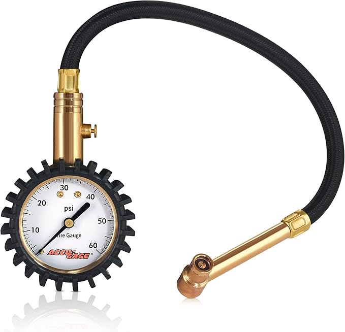 RRA60X Professional Tire Pressure Gauge with Protective Rubber Guard (60 PSI)
