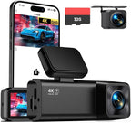 Dash Cam Front and Rear, 4K+1080P Dual Channel Dash Camera for Cars with Night Vision, Mini Car Camera with 1.97” IPS Screen, G-Sensor, 24H Parking Mode, Loop Recording 32GB Card Included