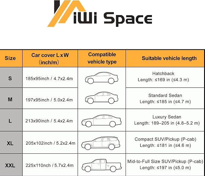 Waterproof & All-Season Half Car Cover,Full Coverage Protection for Windshields & Windows, Car Cover for Snow,Ice,Rain,Shading,Fit for Mid-to-Full Size SUV/Pickup(P-cab).