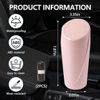 Mini Car Trash Can with Lid, Portable Garbage Can for Car, Leakproof Cup Holder Automotive Garbage Bin with 2 Rolls of Trash Bags, Small Trash Storage Can for Car Home Office(Pink)