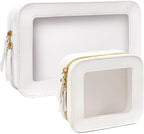 2 Pcs Clear Makup Bag Set, Clear Cosmetic Bags with Zipper Waterproof Small Travel Cosmetic Case Cute Make Up Pouch Mini Car Essentials for Women Travel Car Organizer