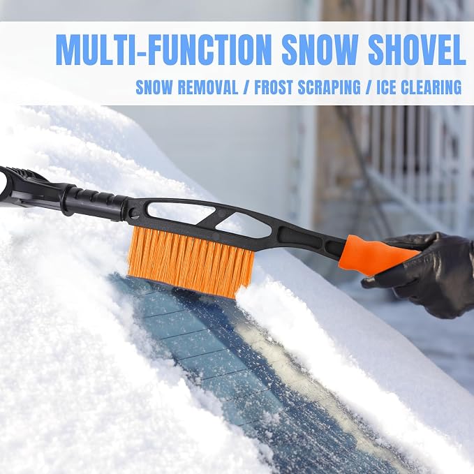 Snow Brush & Ice Scraper, 2 in 1 Detachable Ice Scrapers for Car Windshield Window, Heavy Duty Vehicle Snow Removal Tool with Grip Handle for Cars Trucks SUVs, Winter Car Accessories (Yellow)