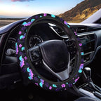Halloween Steering Wheel Cover for Cars Universal Fit 14 to 15 inch | Bat Flower Print, Universal Stretch-on Fabric, Keep Warm Steering Wheel Protector for Women