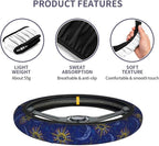 Sun Moon Twelve Zodiac Signs Steering Wheel Cover Car Accessories Cute for Women Girls Girly Universal 15 Inch Neoprene Auto Interior Decor Anti Slip Car Truck Protector