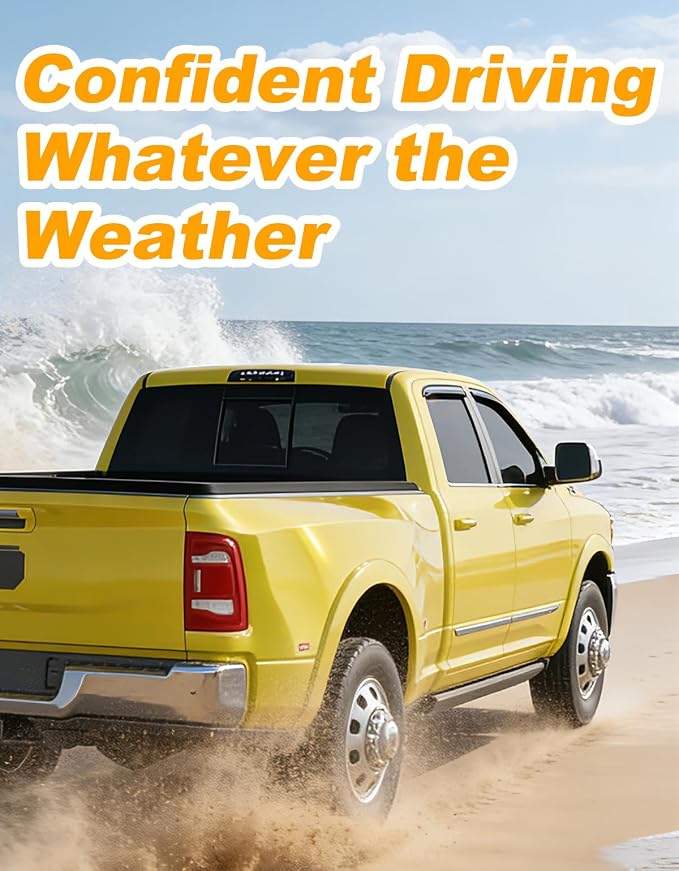 Extra-Thick Window Rain Guard for Dodge Ram 1500 2009-2024 Ram 2500&3500 2010-2025 Rain Guards Tape-on Side Truck Window Visors Vent Visor Window Deflectors Vent Shades Car Accessories