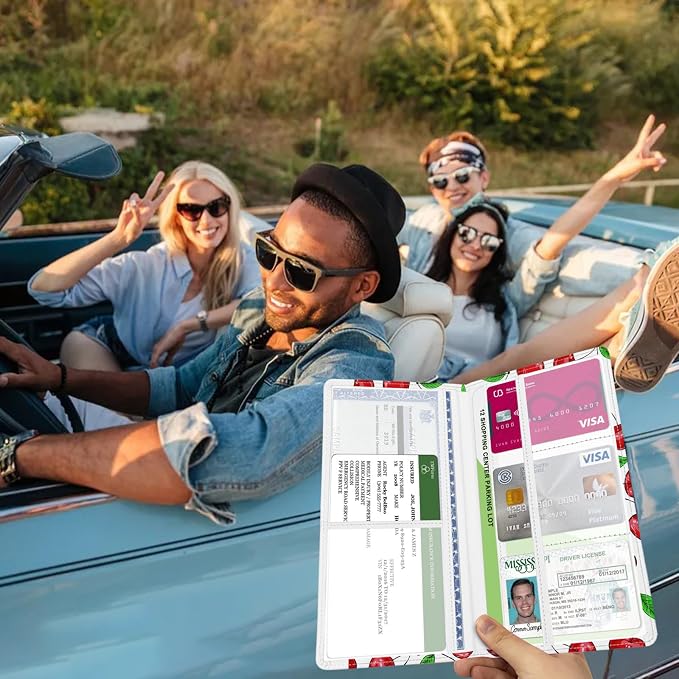 Car Registration and Insurance Holder, with Magnetic Closure for License, Cards and Documents, All Vehicle Needs and Car Accessories (Cherry)
