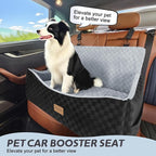 Dog Car Seat for Medium/Large Dogs - Reversible Dual-Sided Travel Dog Car Bed with Memory Foam, Washable Pet Booster Seat for Do gs up to 55 lbs or 2 Small Dogs, 2 Safety Leashes, Grey