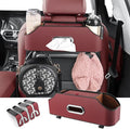 Car Back Seat Organizer with 2 Drink Cup Holder - Tissue Box and Storage Box Hook - Multi-functional Storage - Great for Kids and Travel (Red)