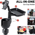 Car Large Cup Holder Expander, 4-in-1 Cupholder Extender with Phone Holder & Swivel and Detachable Snack Food Tray Table for Eating, Travel Essentials for Road Trips for Driver. Model F