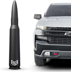 Bullet Antenna Chevy Silverado & GMC Sierra Trucks - 50 Cal Truck Antenna Accessories - Carwash Safe - Short Replacement Antenna for Truck