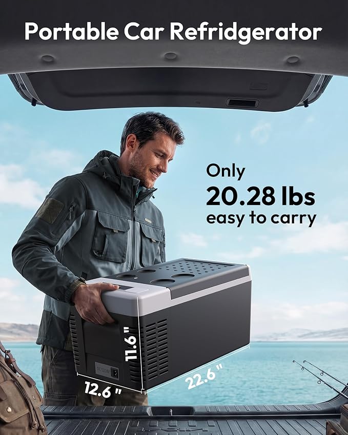 12 Volt Refrigerator, 19QT(18L) Compressor Electric Cooler APP Control, Car Fridge -4℉~68℉, Portable Refrigerator 12/24V DC 100-240V AC, Portable Freezer for Camping, Travel, Boat