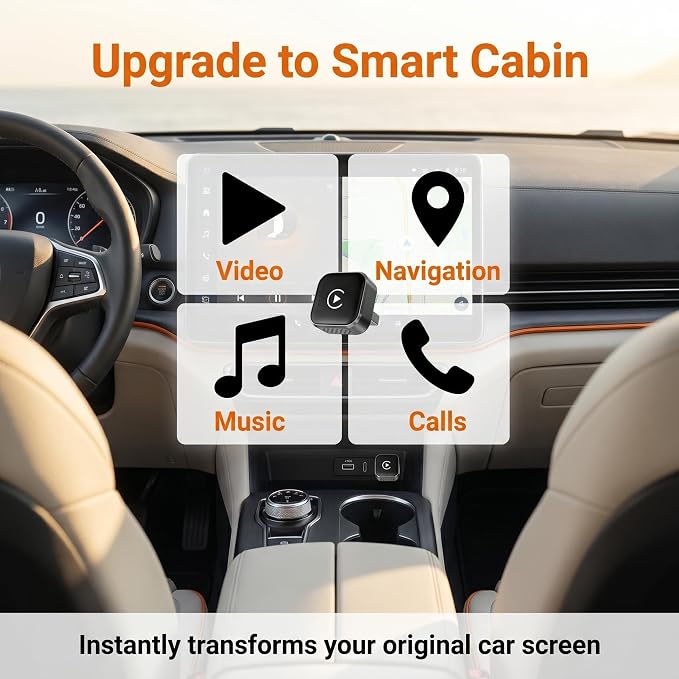 2 in 1 Wireless CarPlay and Android Auto Adapter, Wired to Wireless CarPlay Dongle, Plug and Play Easy Setup, 5GHz WiFi Smooth Connectivity, 2026 Upgraded Wireless Car Adapter for Wired Cars
