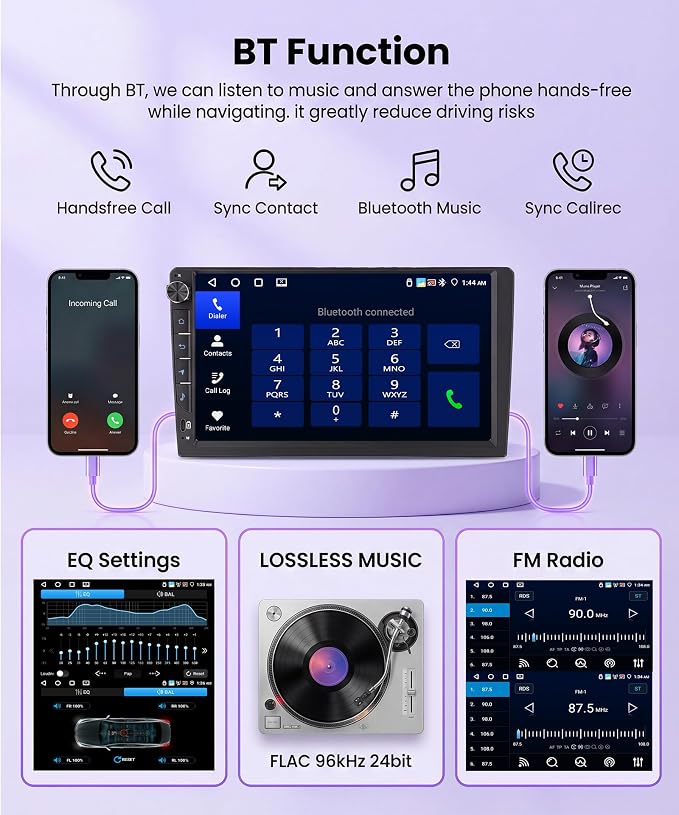 4G+64G Android Car Stereo for Toyota Corolla 2009-2013, 9 Inch Incell Touchscreen with Physical Buttons, Wireless CarPlay Android Auto GPS Bluetooth WiFi FM RDS EQ SWC Type-C Backup Camera