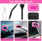Pink Car Duster Interior Kit, Perfect Car Detailing Brush Kit for Cleaning Windows,Windshield,Dashboard and Air Vents Suitable for All Cars