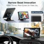 Portable CarPlay Screen for Apple CarPlay & Android Auto, 7 Inch Wireless Car Stereo Touchscreen with Bluetooth, GPS Navigation, Voice Control, Backup Camera Support for All Vehicles