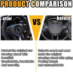15 Inch Bling Soft Leather Car Steering Wheel Cover, Black | Colorful Rhinestones Design, Auto Elastic Protector for Women Girls, Crystal Diamond Car Accessories for Most Cars, SUVs