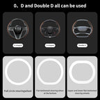 2Pc Carbon Fiber Steering Wheel Cover Universal Fit 99% Cars | Non-slip soft grip, easy to wipe clean, quick to install, perfect for daily commutes and road trips, Brown
