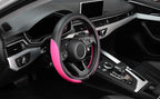 Microfiber Leather Auto Car Steering Wheel Cover, Universal Fit 15 Inch Anti-Slip Wheel Protector, Pink