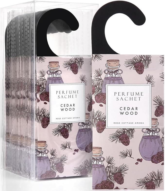 Large 12 Packs Cedar Wood Hanging Closet Deodorizer Air Freshener Long Lasting Scented Sachets Smell Goods for House