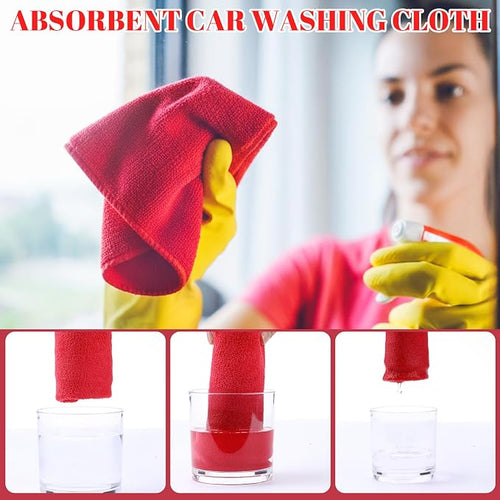 140 Pcs Microfiber Cleaning Cloths for Cars Ultra Absorbent Car Towels Drying Reusable Cleaning Supplies House Kitchen Window Microfiber Towel (Red,16 x 16 Inch)