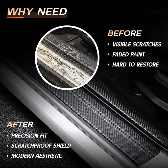 Car Door Sill Protector Compatible with Honda Accord 2025-2016 LX EX Sport-L & Hybrid Sedan - Custom Fit Anti-Scratch Carbon Fiber Threshold Protection Sticker, Trunk & Door Entry Edge Guard(9 PCS)