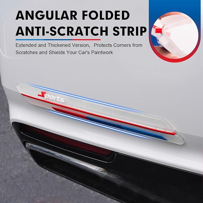 2 PCS Car Side Body Anti-Collision Strips, Sport Style Front Rear Bumper Protector Stickers, Self-Adhesive Car Door Edge Anti-Scratch Protector, Universal for Most Cars (Transparent)