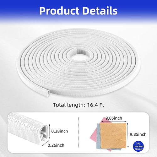 16.4Ft (5M) Car Door Edge Guard, No Glue Car Door Entry Guard Protective Strip, Rubber Edge Trim Car Door Protector, Applicable to Car, Truck, SUV and ATV, Car Exterior Accessories（White）